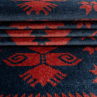Washable Red Navy Persian Style Rug - Asha