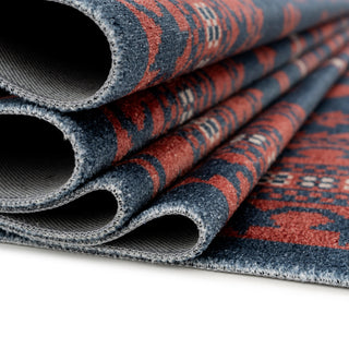Washable Red Navy Persian Style Rug - Asha