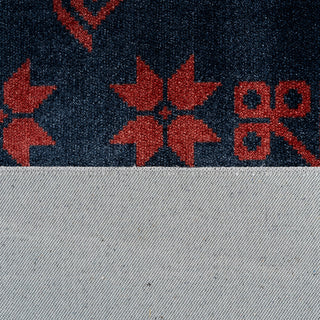 Washable Red Navy Persian Style Rug - Asha
