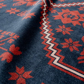 Washable Red Navy Persian Style Rug - Asha