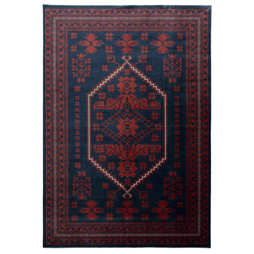 Washable Red Navy Persian Style Rug - Asha