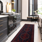 Washable Red Navy Persian Style Runner - Asha