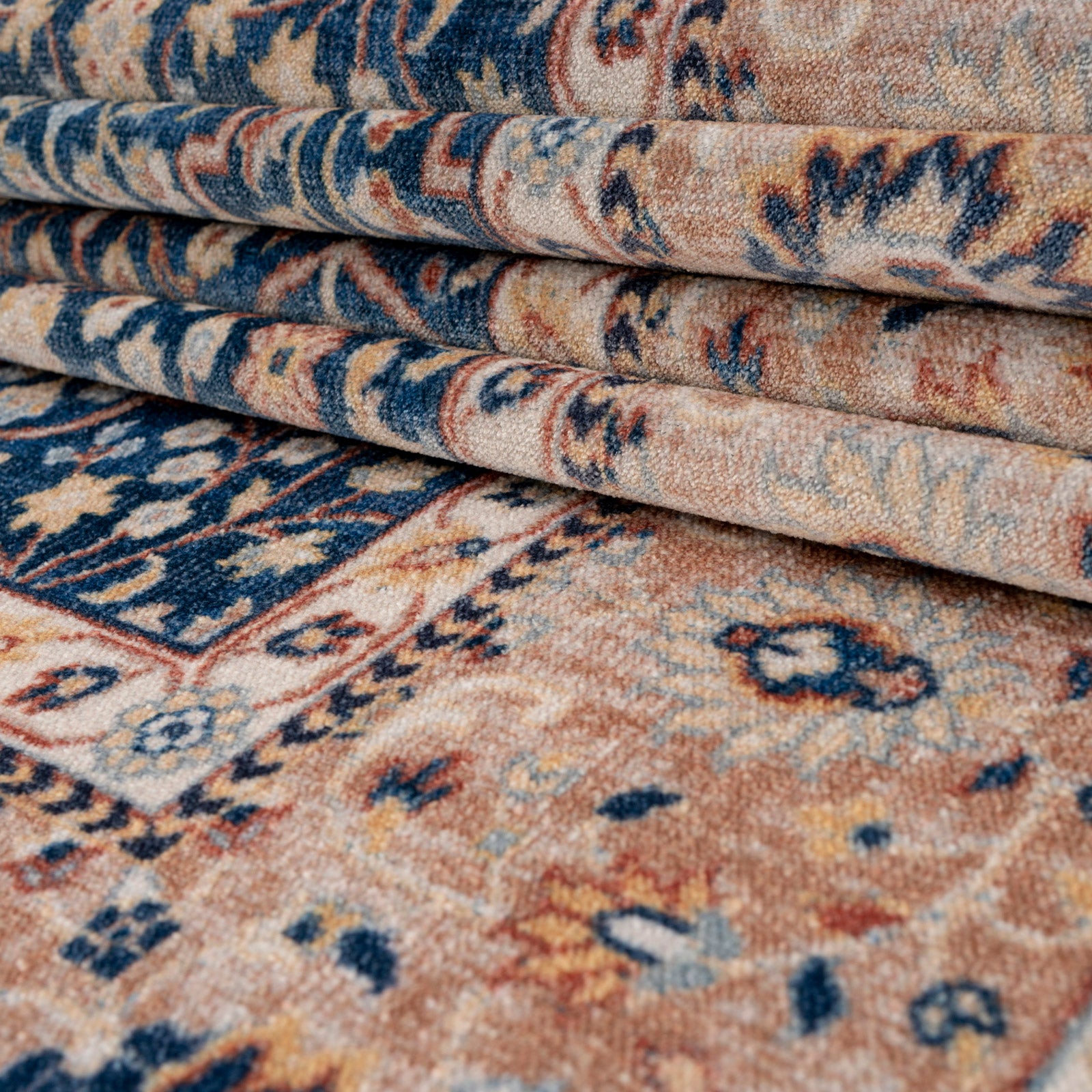 Washable Blue Persian Style Rug - Leela