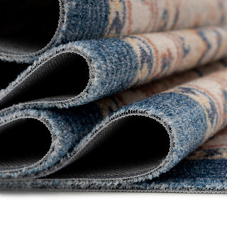 Washable Blue Persian Style Runner - Leela