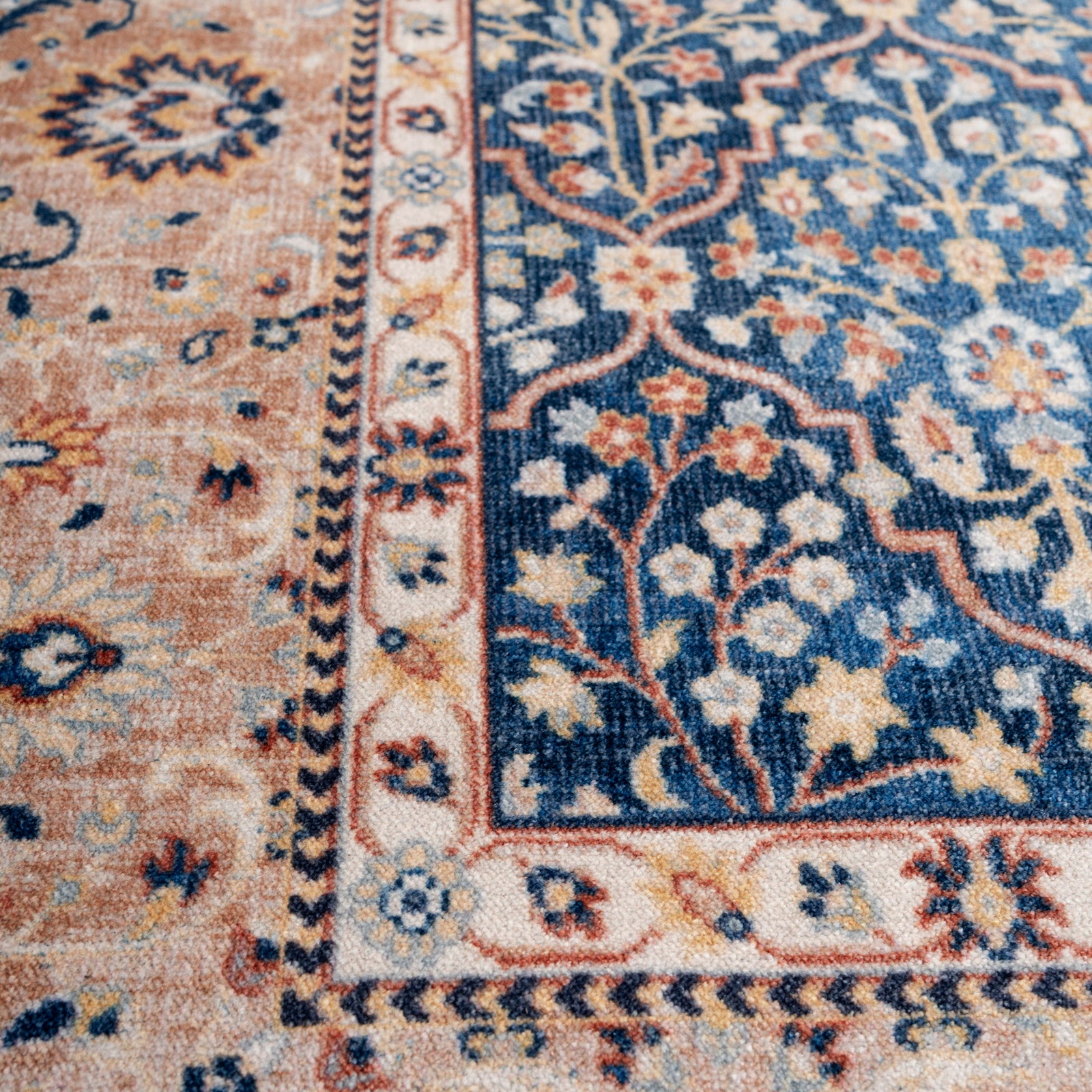 Washable Blue Persian Style Rug - Leela