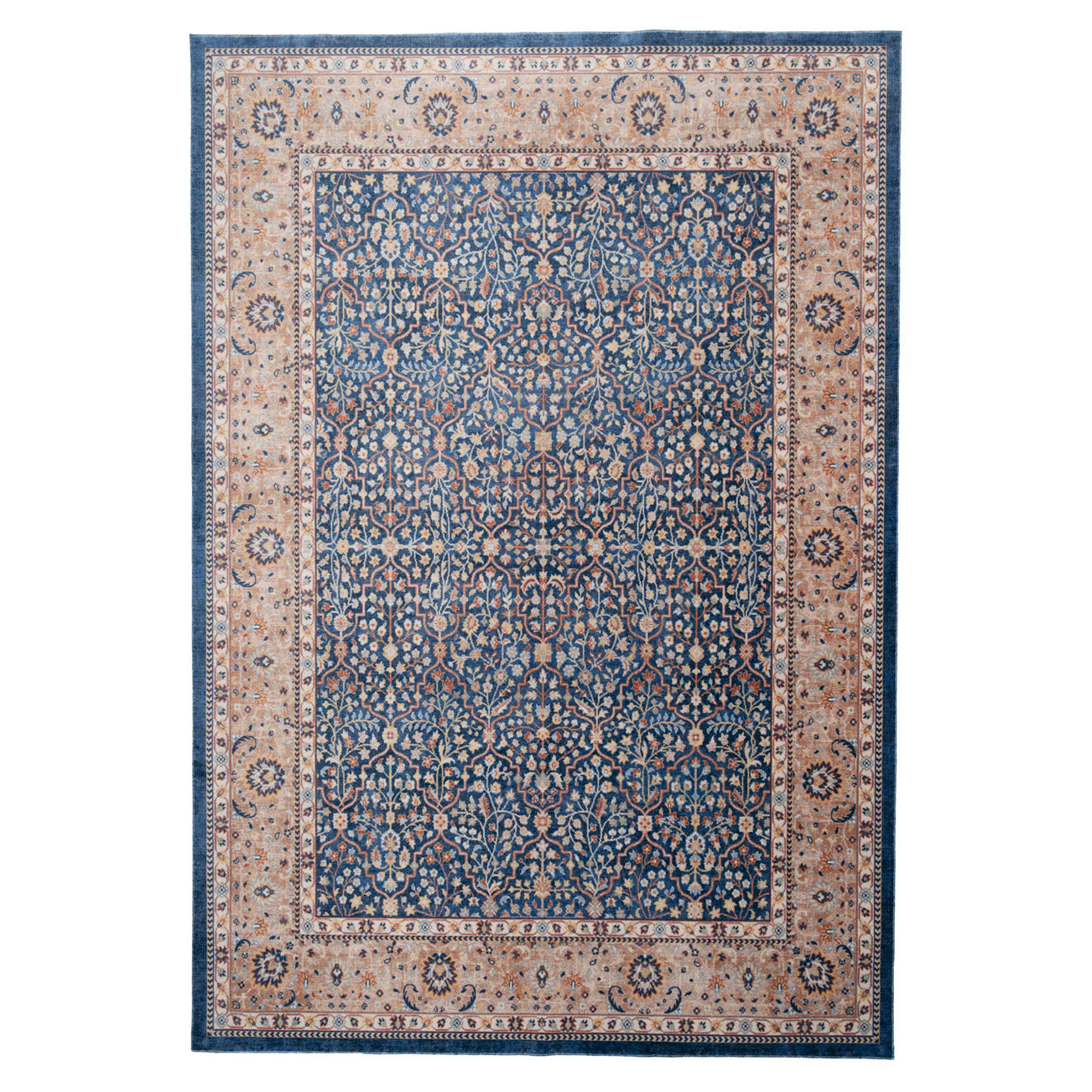Washable Blue Persian Style Rug - Leela