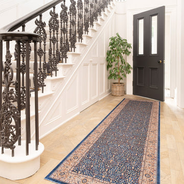 Washable Blue Persian Style Runner - Leela