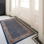 Washable Blue Persian Style Mat - Leela