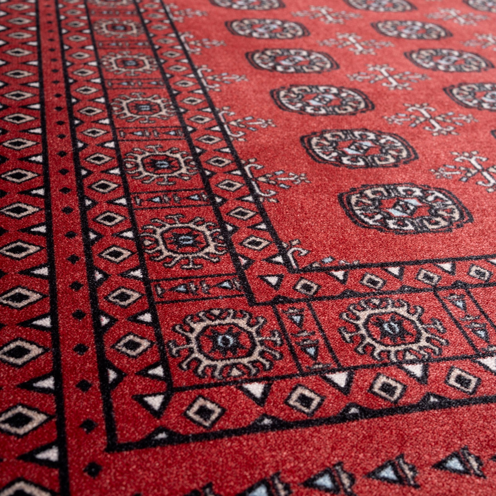 Washable Bokara Red Persian Style Runner - Mira