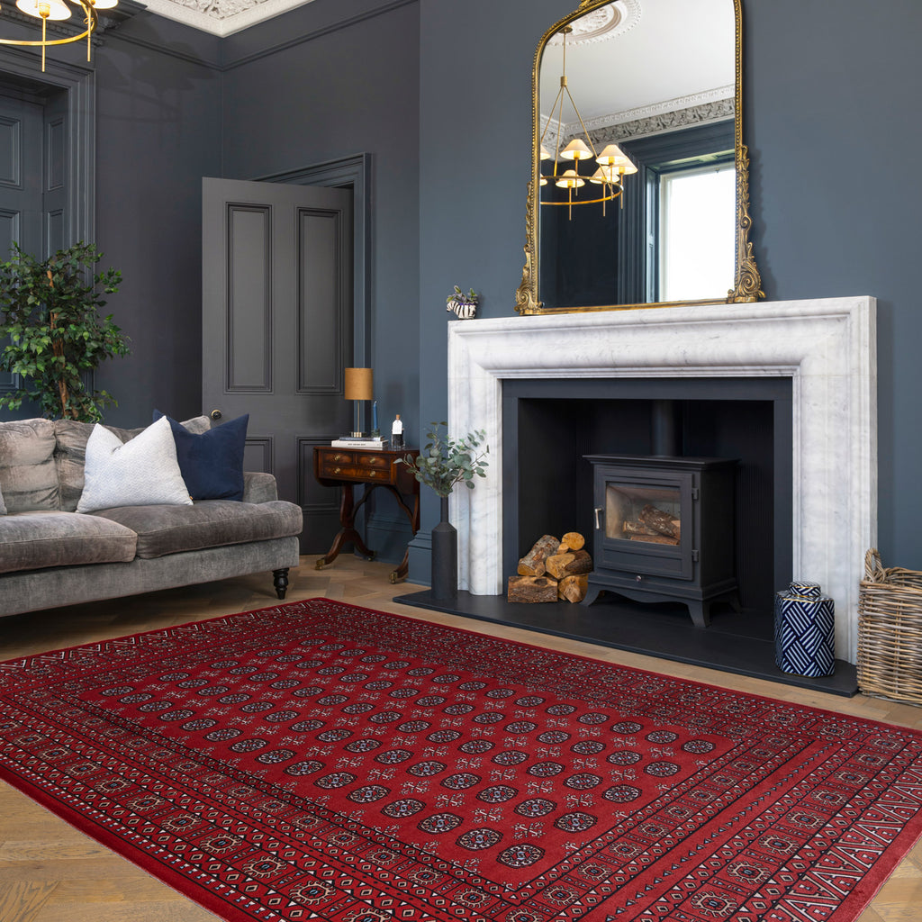 Washable Bokara Red Persian Style Rug - Mira | Living Room Rugs ...