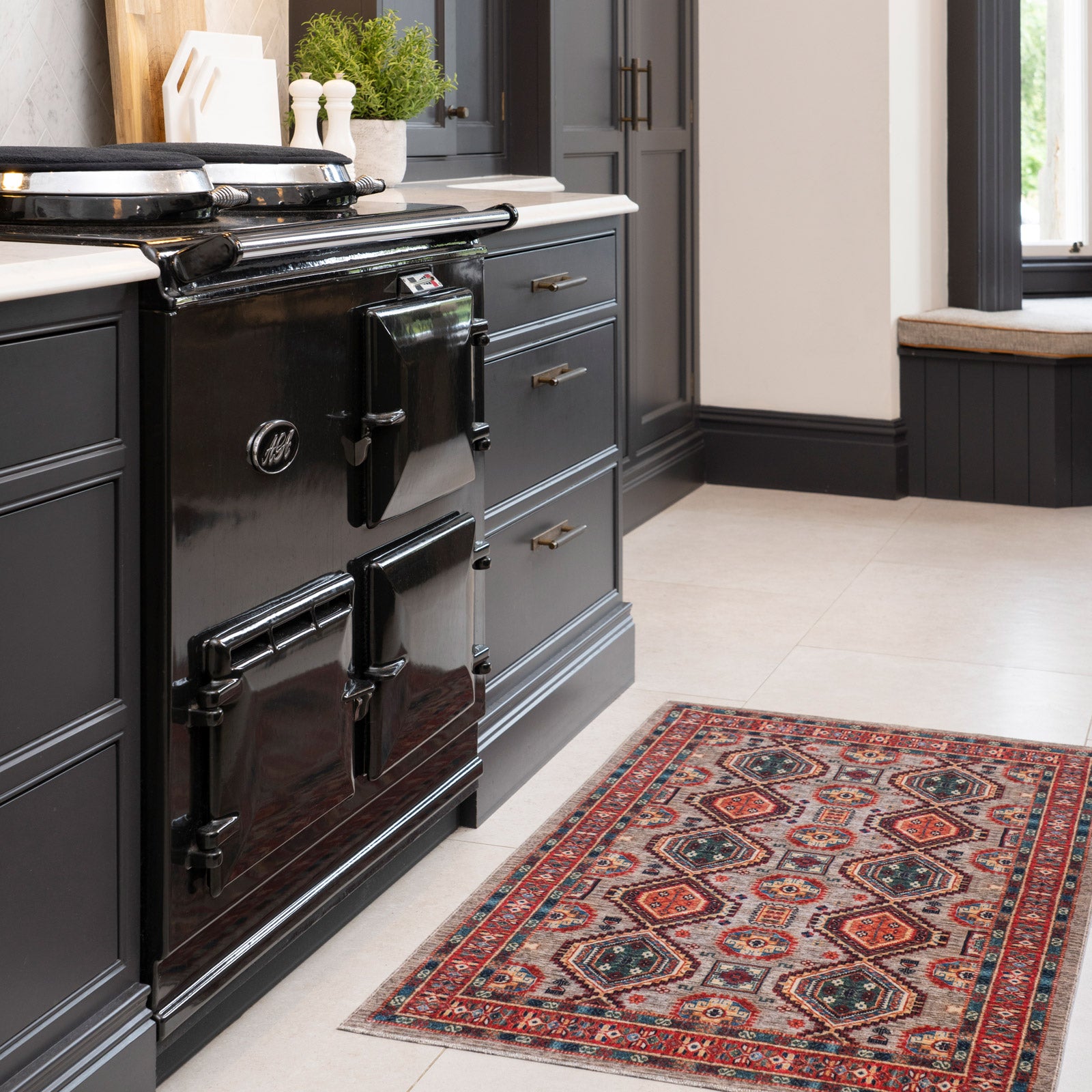 Washable Multicolour Persian Style Mat - Rani