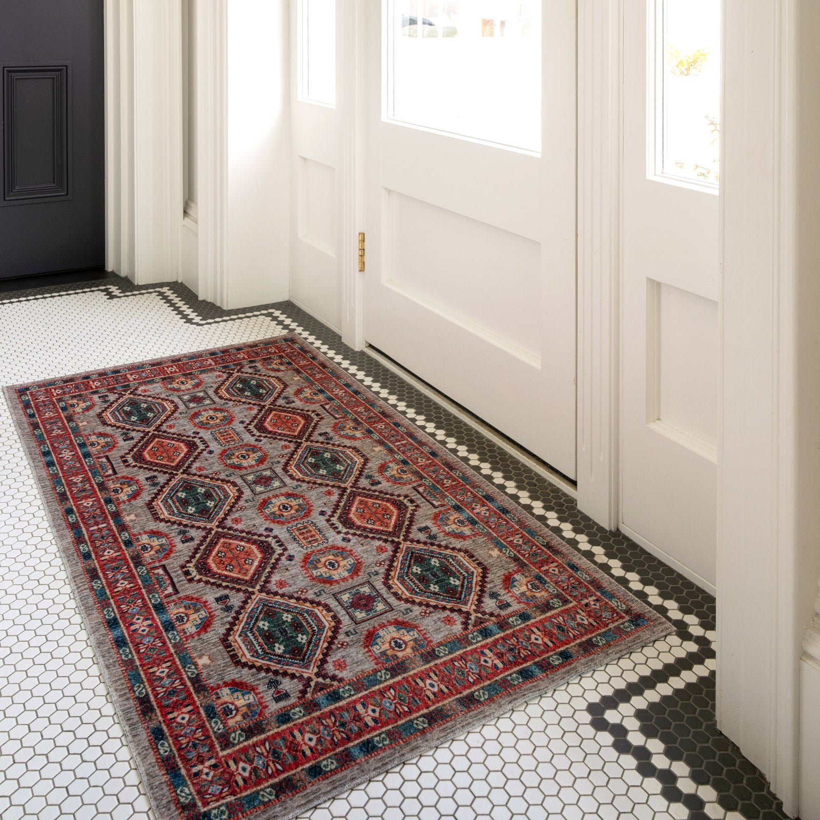 Washable Multicolour Persian Style Rug - Rani