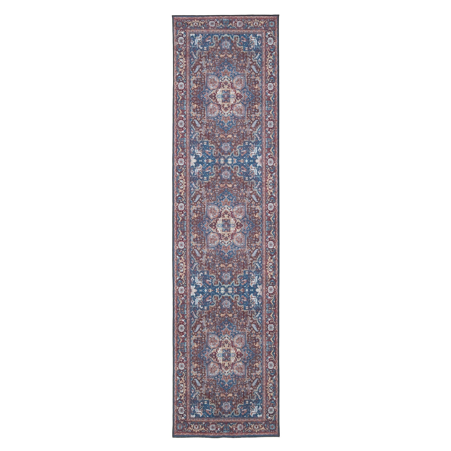 Washable Distressed Earthy Vintage Runner Rug - Bonnie