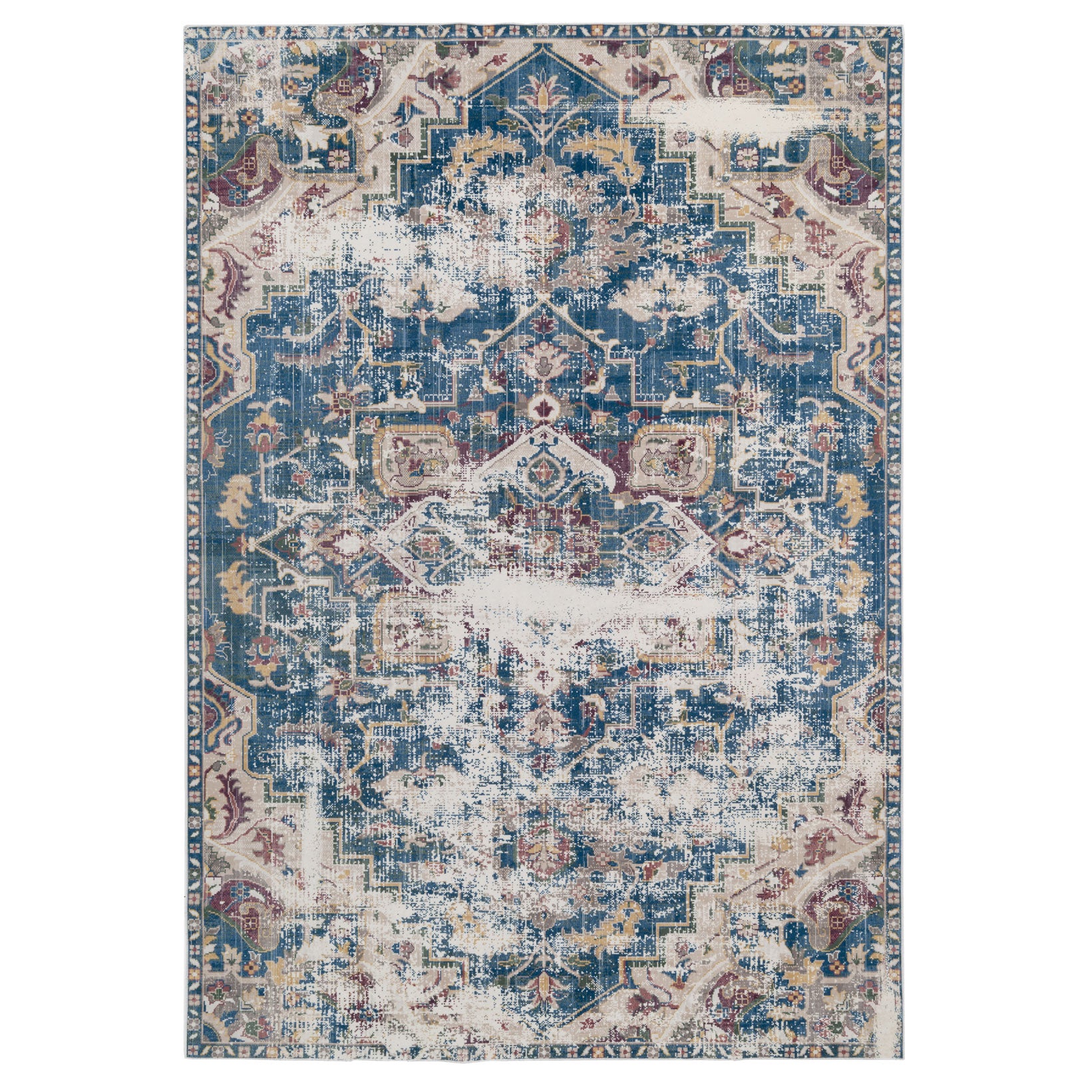 Distressed Rug Blue Washable Vintage Blue Distressed Rug - Lyra | Living Room Rugs | Kukoon ...