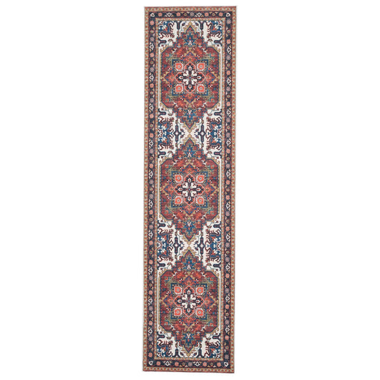 Washable Terracotta Kazak Runner Rug - Pippa