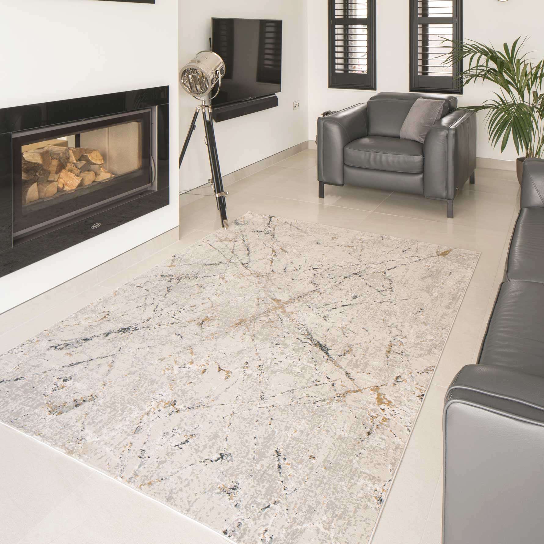 Modern Silver Abstract Living Room Rug - Vincent | Living Room Rugs ...