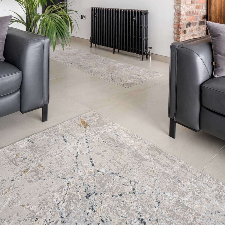 Modern Silver Abstract Living Room Rug