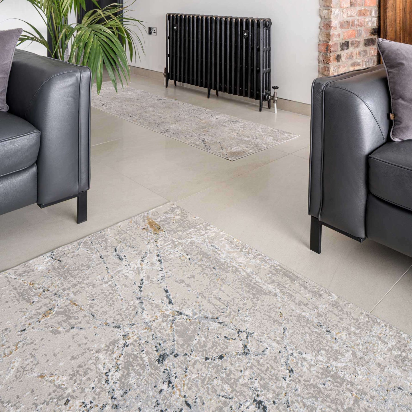 Modern Silver Abstract Living Room Rug - Vincent | Living Room Rugs ...