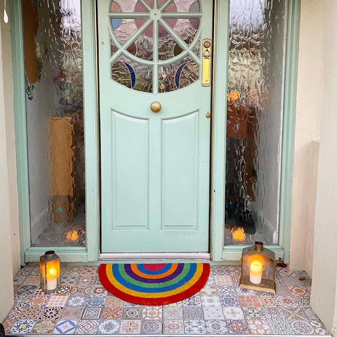 Rainbow Half Moon Coir Entrance Doormat