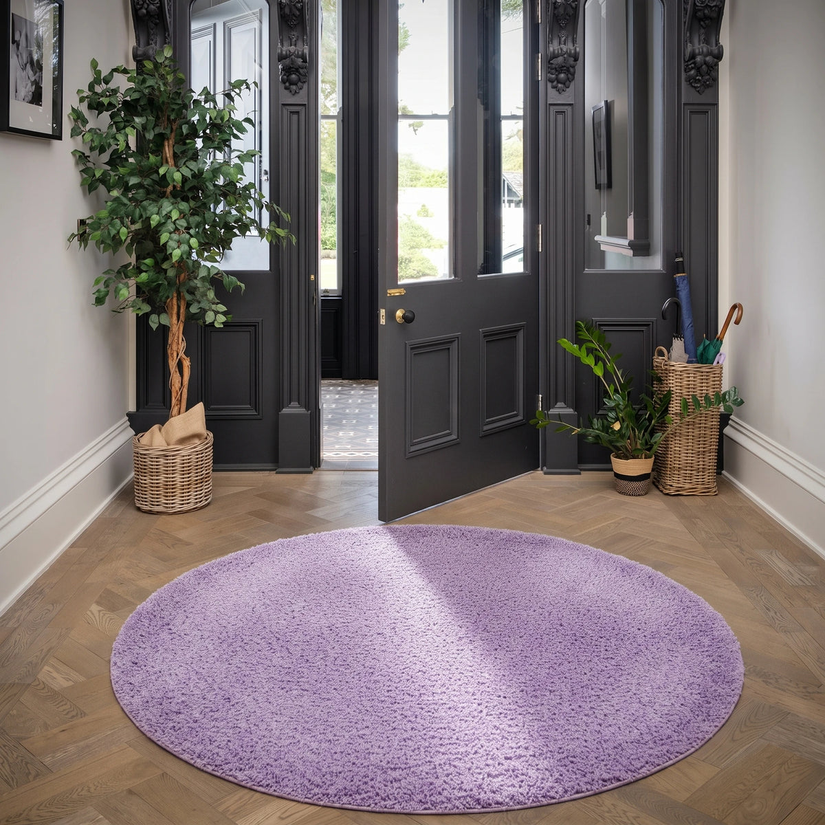 Violet Round Circle Shaggy Rug