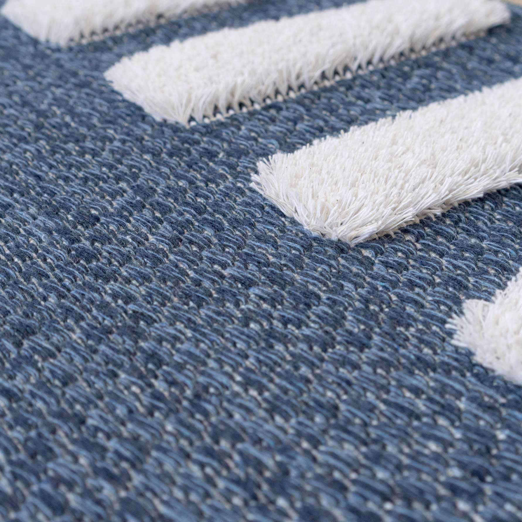 Tufted Tribal Blue Sustainable Rug