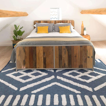 Tufted Tribal Blue Sustainable Rug