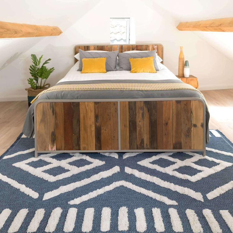 Tufted Tribal Blue Sustainable Rug