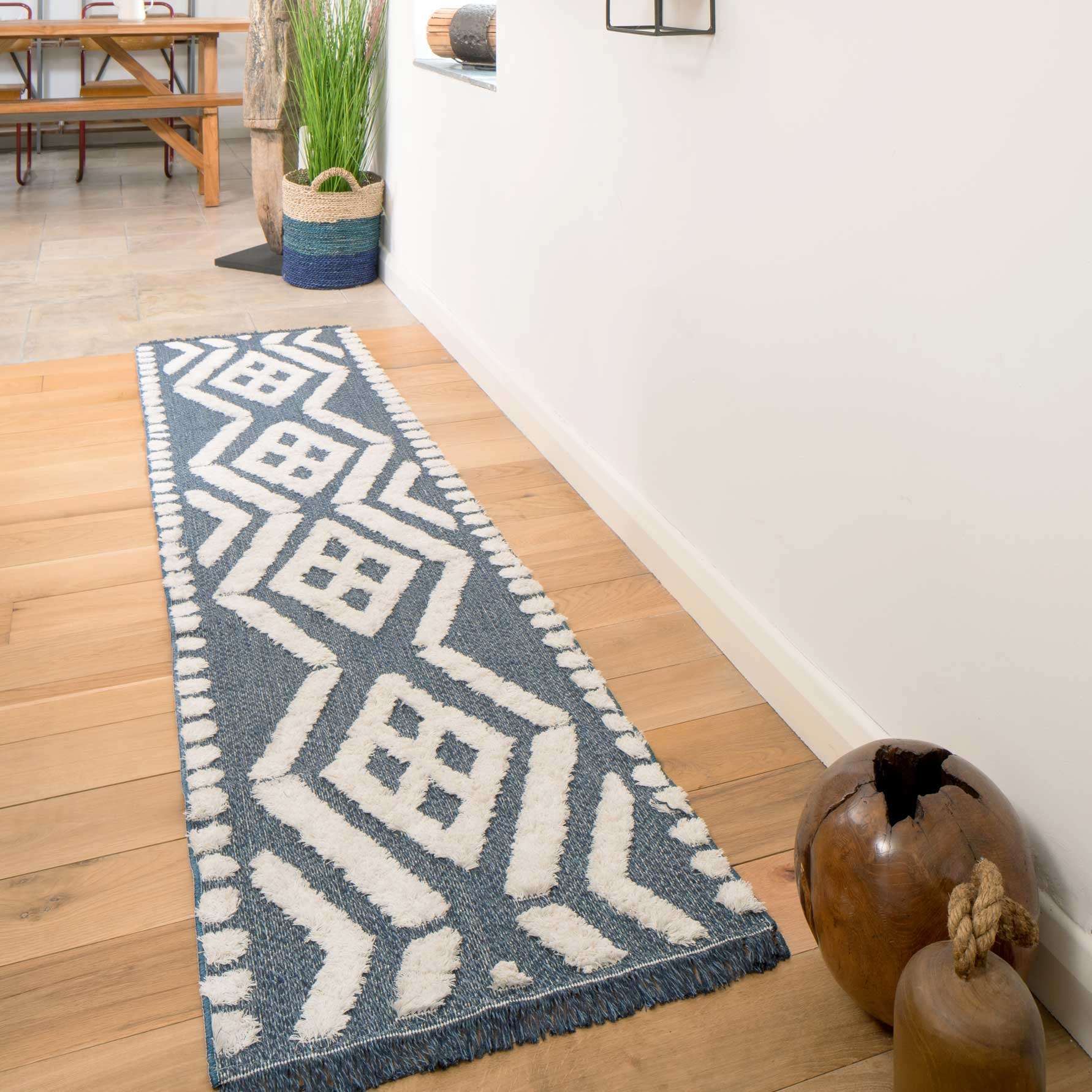 Tufted Tribal Blue Sustainable Rug