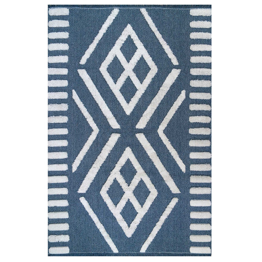 Tufted Tribal Blue Sustainable Rug