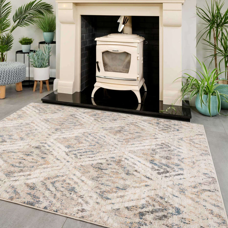 Natural Toned Diamond Living Room Rug