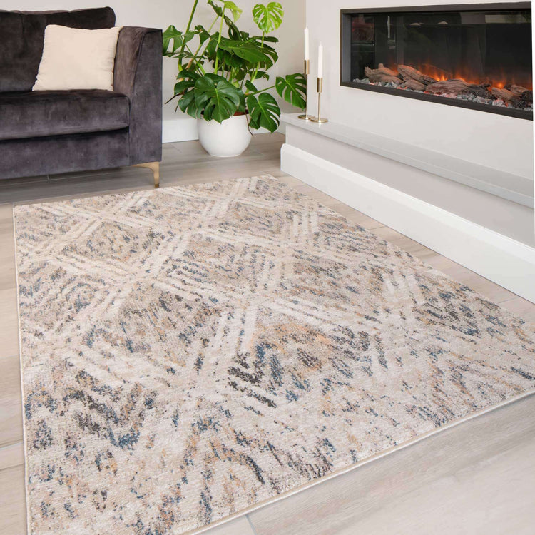Natural Toned Diamond Living Room Rug