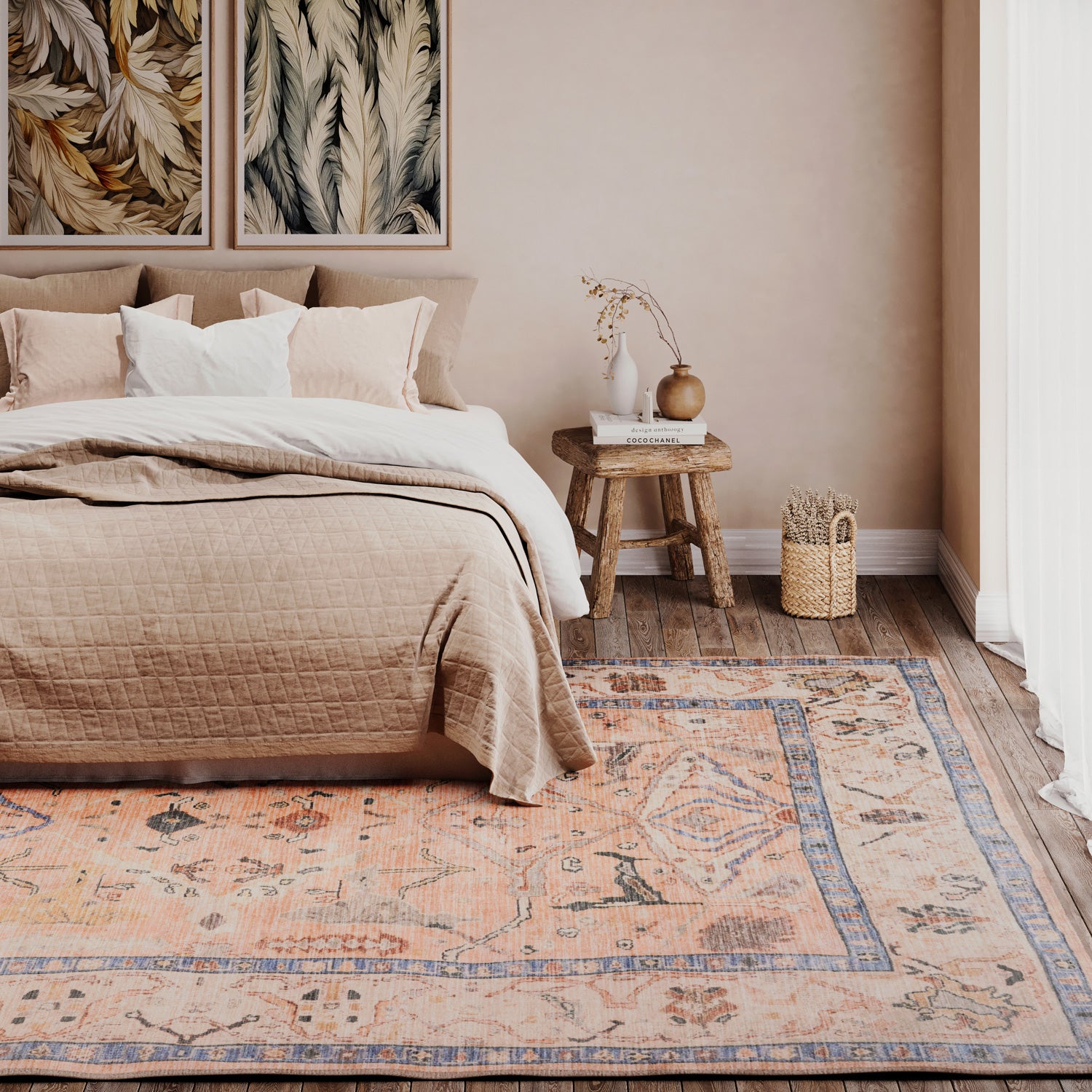 Soft Washable Multicolour Vintage Rug - Amelia