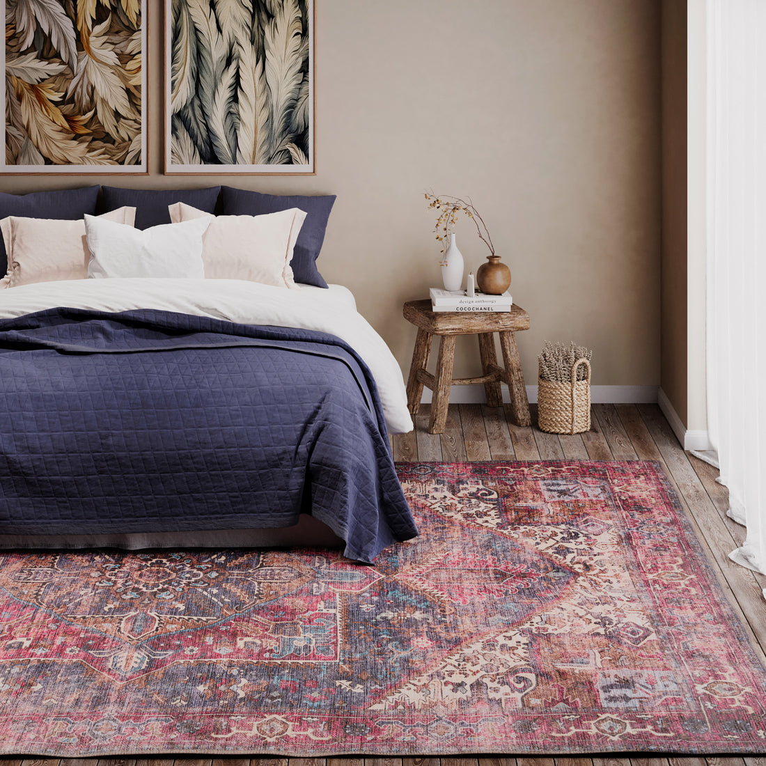 Soft Washable Multicolour Rug - Delphine | Living Room | Kukoon Rugs Online