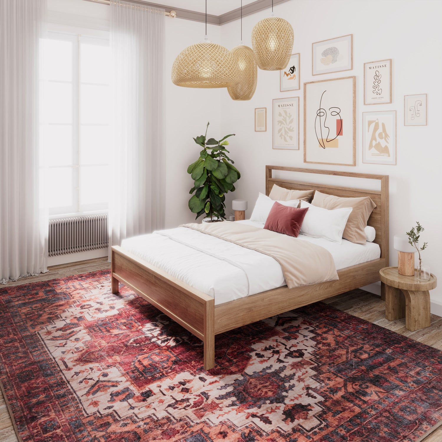 Soft Washable Red Antique Rug - Eliza