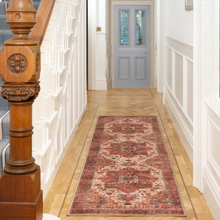Soft Washable Red Antique Runner - Eliza