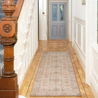 Soft Washable Cream Distressed Runner - Elnora