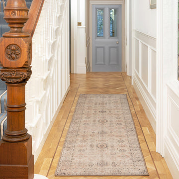 Soft Washable Cream Distressed Runner - Elnora