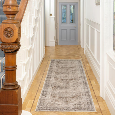 Soft Washable Vintage Greige Runner - Elsie