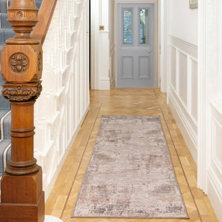 Soft Washable Distressed Greige Runner - Ernest