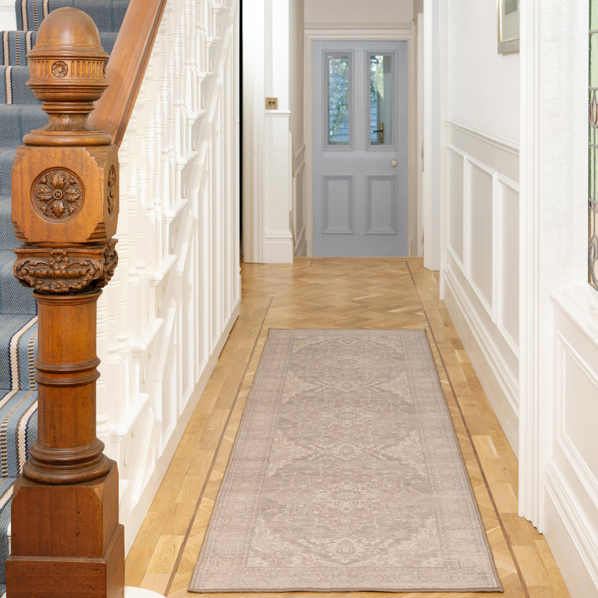 Soft Washable Vintage Beige Runner - Mariana