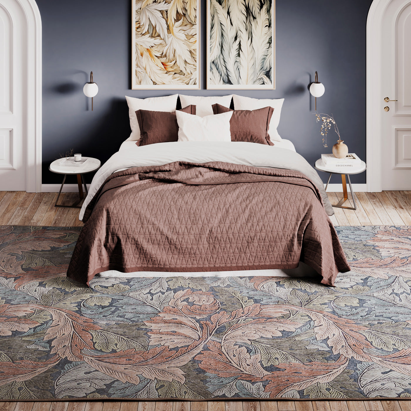 Soft Washable Green Leaf Print Rug - Sylvan