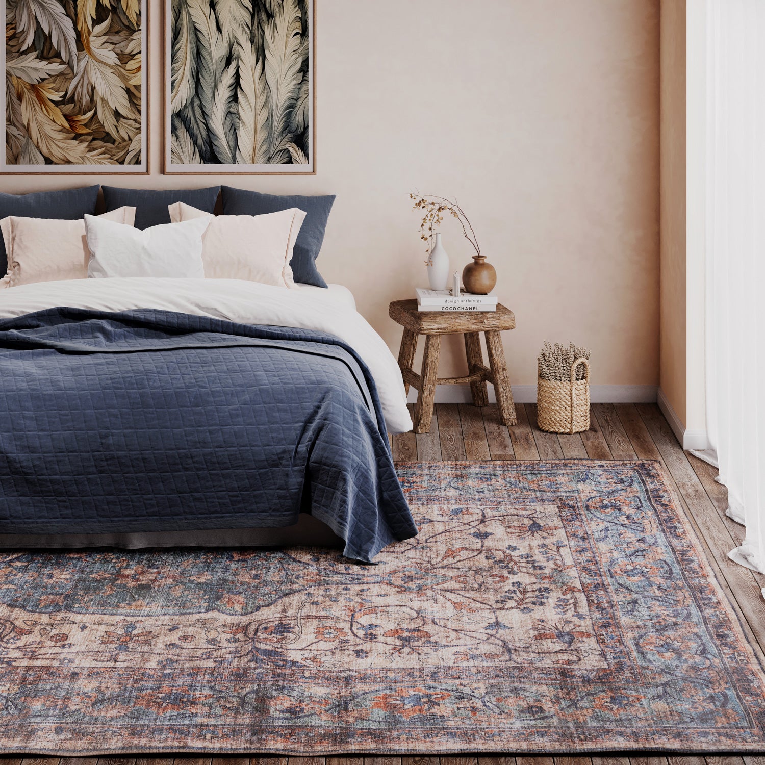 Soft Washable Blue Regency Rug - Dorothea