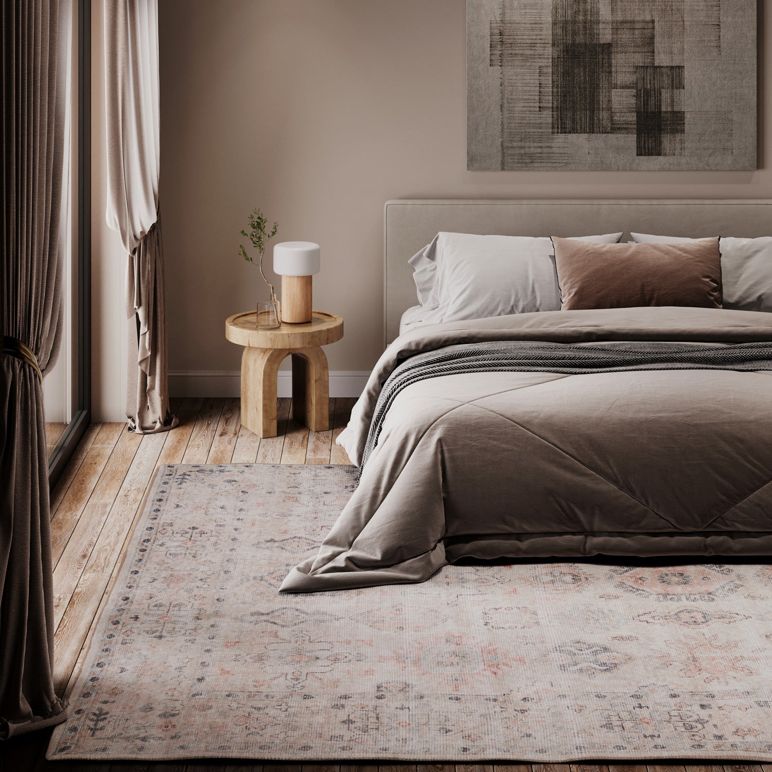 Soft Washable Cream Distressed Rug - Elnora