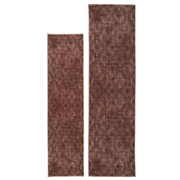 Washable Burgundy Diamond Runner - Avril