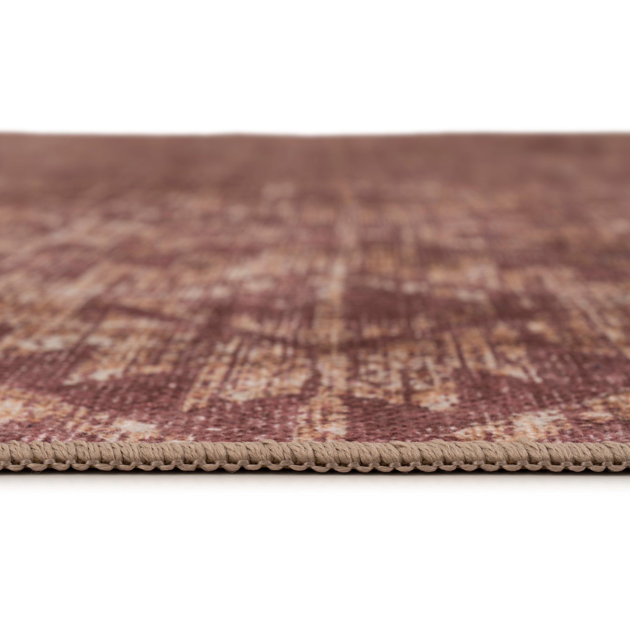 Washable Burgundy Diamond Runner - Avril
