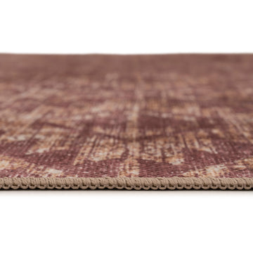 Washable Burgundy Diamond Runner - Avril