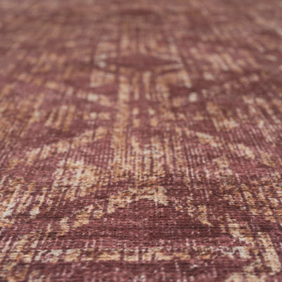 Washable Burgundy Diamond Runner - Avril