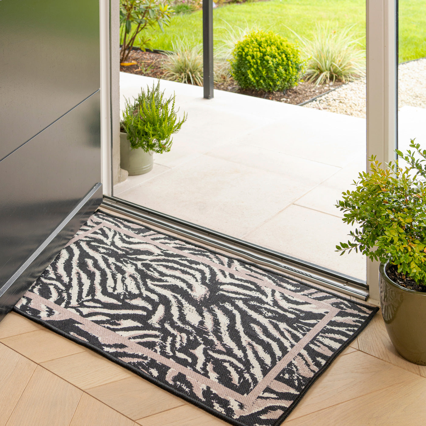 Washable Black Zebra Print Doormat - Zebra
