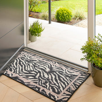 Washable Black Zebra Print Doormat - Zebra