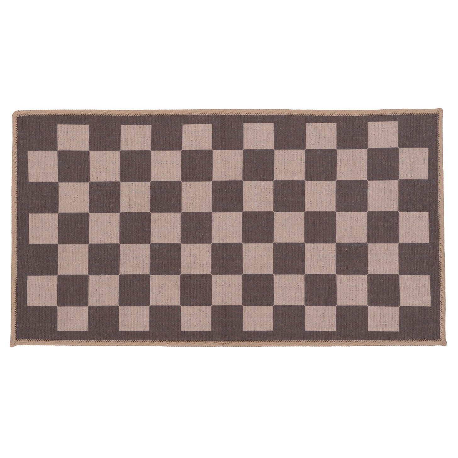 Washable Grey Checkerboard Doormat - Chess